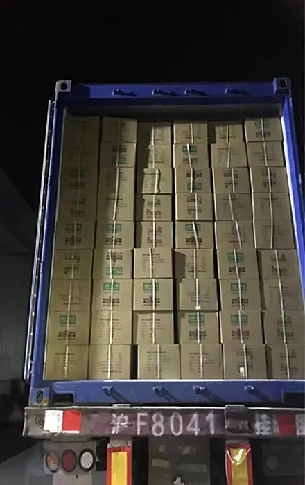 Cartons of edge banding stacked in the Canege warehouse