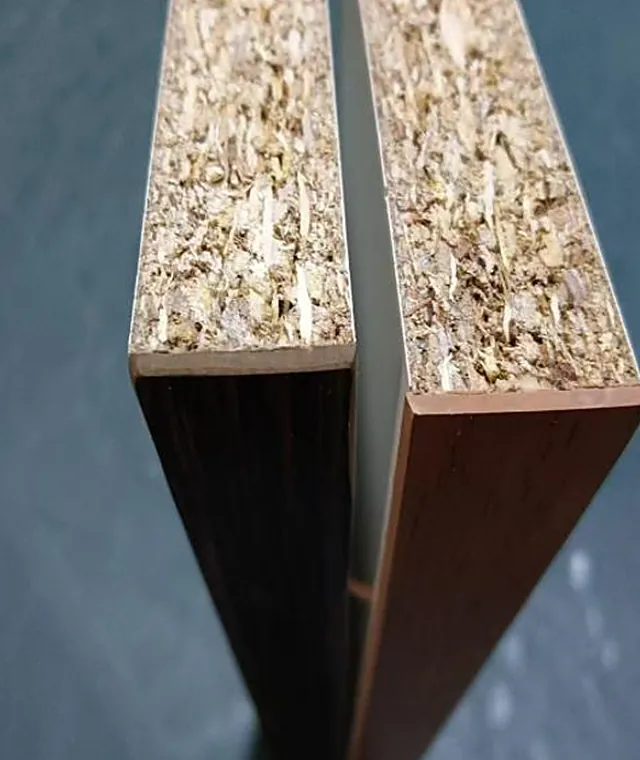 Edge banding samples arranged against matching board surfaces